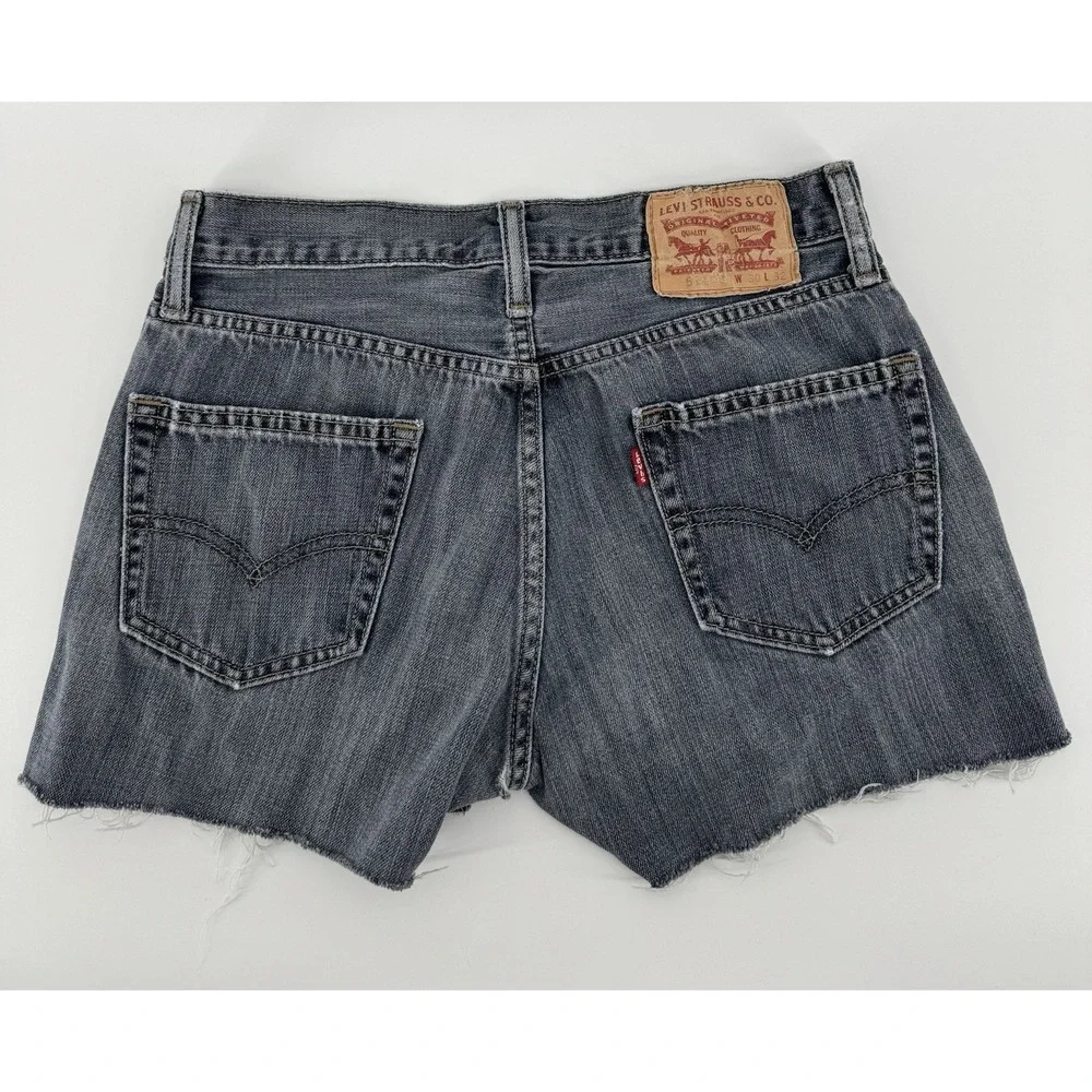 Levi's 511 Women's High Rise Cut Off Gray Denim Shorts Slim Distressed Size 30W